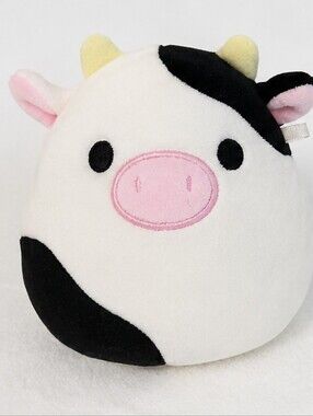 Squishmallows Black & White Cow Plush 5" Kellytoy Soft Stuffed Animal EUC